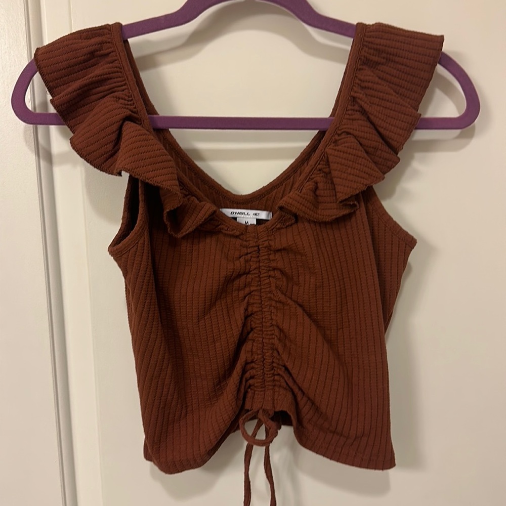 O’Neill brown frill crop top 🌺size medium